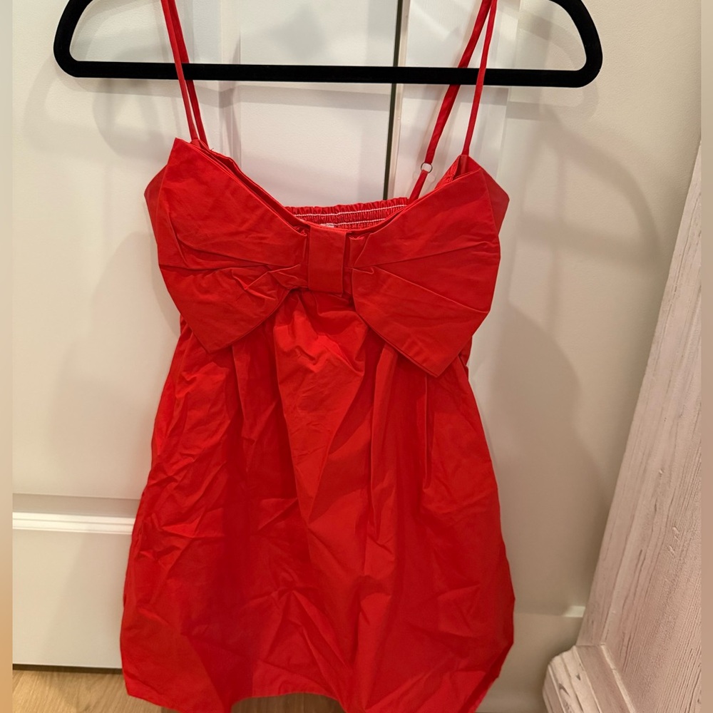 LIKE NEW Olivaceous Vibrant Red Bow Dress